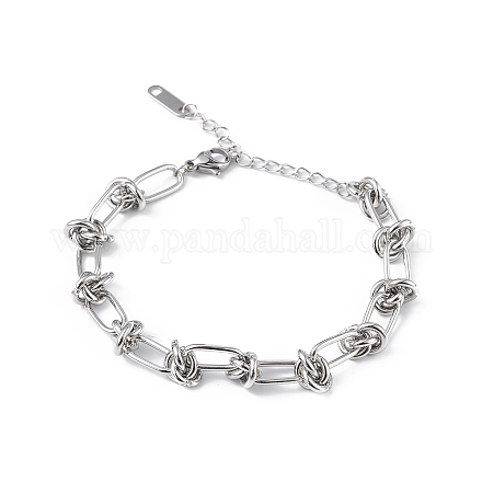 304 pulseras de cadena de eslabones ovalados y nudos de acero inoxidable para hombres y mujeres BJEW-G669-17P-1