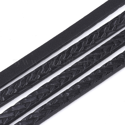 Braided Flat Single Face Imitation Leather Cords LC-T003-01A-1