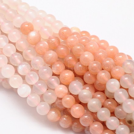 Redondas hebras de perlas naturales Sunstone G-L425-26-4mm-1