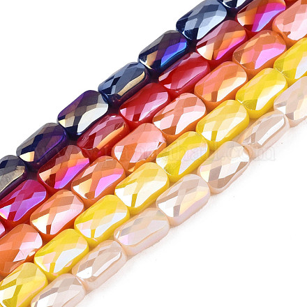Electroplate Opaque Solid Color Glass Beads Strands EGLA-N002-25-B-1