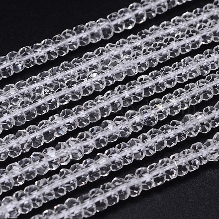 Faceted Rondelle Cultured Piezoelectric Quartz Beads Strands G-I141-4x7-01S-AA-1
