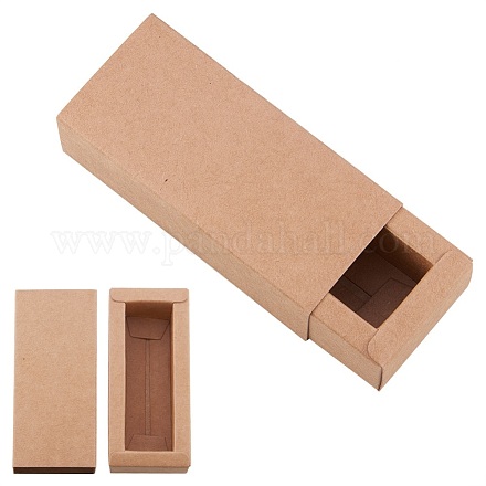 クラフト紙の折りたたみボックス  引き出しボックス  長方形  バリーウッド  9.5x4cm  完成品：8x2.5x2.5cm CON-WH0010-01A-C-1