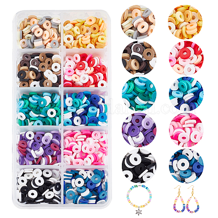 ARRICRAFT 2500Pcs 10 Colors Handmade Polymer Clay Beads Strands CLAY-AR0001-24B-1