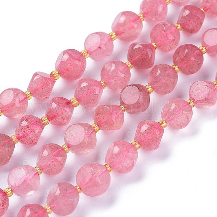 Chapelets de perles aux fraises en quartz naturel G-A030-B11-10mm-1
