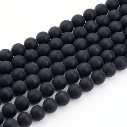 Chapelets de perles en agate noire naturelle X-G-H056-4mm-1