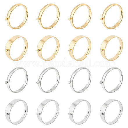 Unicraftale 16pcs 4 estilos ajustables 304 configuraciones de anillo de dedo de acero inoxidable STAS-UN0043-38-1