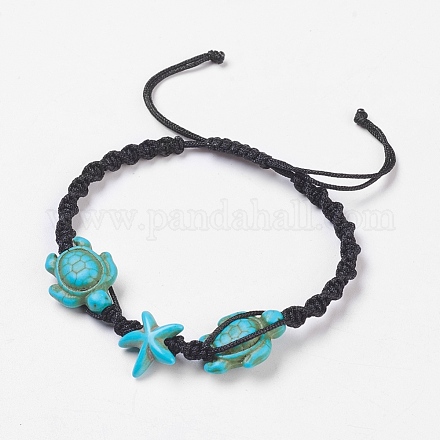 Dyed & Synthetic Turquoise Braided Bead Bracelets BJEW-JB03766-1