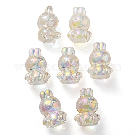 Cuentas de burbujas acrílicas transparentes iridiscentes arcoíris chapadas en uv OACR-C007-02B-1