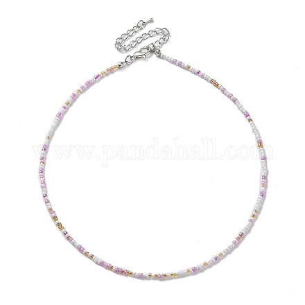 Verre collier de perles NJEW-Z029-05A-1