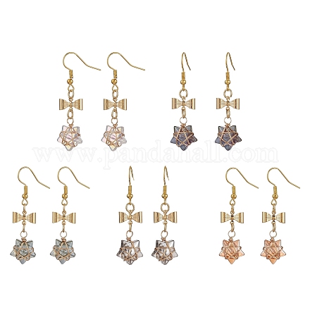 Glass Star Dangle Earrings EJEW-JE05548-1