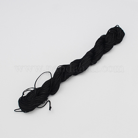 ナイロン糸  作るカスタム織りブレスレットのためのナイロン製のアクセサリーコード  ブラック  2mm  約13.12ヤード（12m）/バンドル  10のバンドル/袋  約131.23ヤード（120m）/バッグ NWIR-R002-2mm-3-1