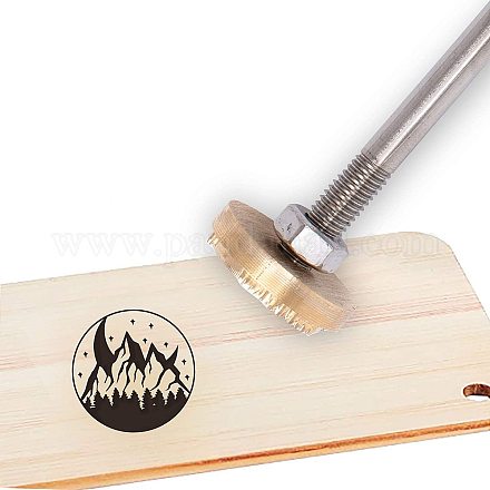 Olycraft 3cm wood branding iron bbq heat stamp con cabeza de latón y mango de madera para madera AJEW-WH0113-15-101-1