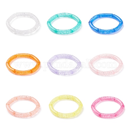Juego de pulseras elásticas gruesas de tubo curvado acrílico color caramelo de 9 colores para mujer 9 Uds. BJEW-JB08134-1