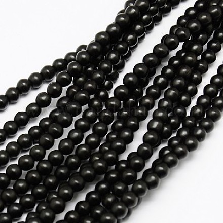 1 Strang schwarz gefärbt Rund synthetischen Türkis Perlen Stränge X-TURQ-G106-6mm-02C-1