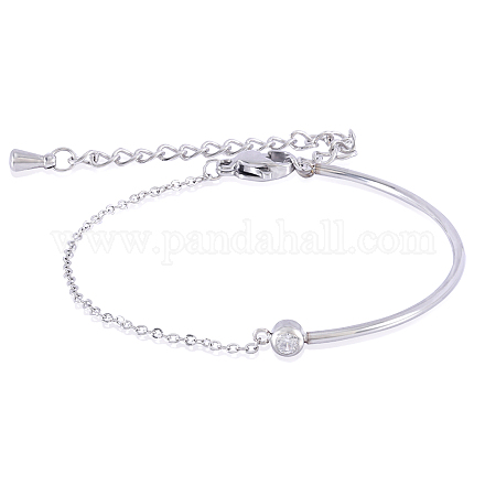 Bracelet en zircone cubique clair réglable bracelet à maillons à barre incurvée bracelet de tennis classique bijoux à breloques cadeaux pour les femmes JB756B-1
