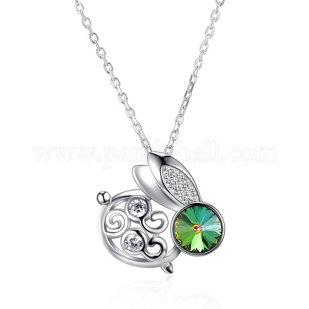 925 Sterling Silver Bunny Pendant Necklaces NJEW-BB34185-B-1