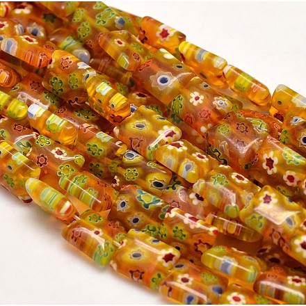 Rectangle Millefiori Glass Beads Strands LK-P024-05-1