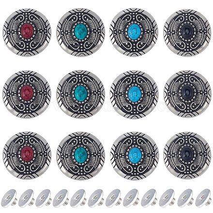 GORGECRAFT 1 Box 12PCS Screw Back Buttons 4 Colors 30mm Turquoise Concho Buttons Cat Eye Engraved Metal Buttons Replacement Vintage Alloy Buckle for DIY Leather Craft Bag Fabrics Sewing Decoration FIND-GF0004-52-1