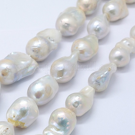 Hebras de perlas keshi de perlas barrocas naturales PEAR-K004-17-1
