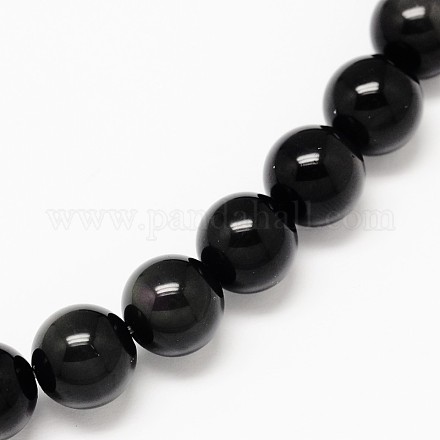 Aa grade perles rondes obsidienne naturelle brins G-L275-03-14mm-1