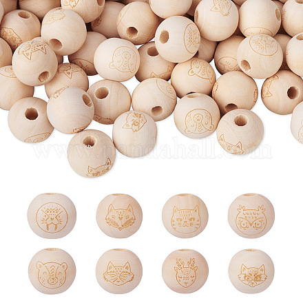 Cheriswelry 80 pz 8 stili perline europee in legno naturale non finite WOOD-CW0001-04-1