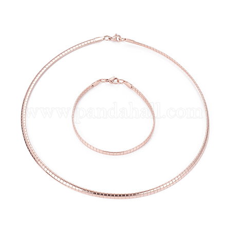Placage ionique (ip) 304 ensembles de colliers et bracelets en chaîne en acier inoxydable SJEW-E334-01B-RG-1