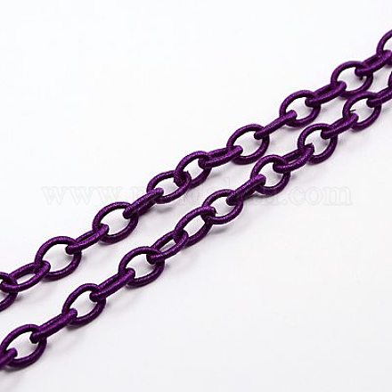 Lazo de cadenas portacables de seda hechas a mano de color violeta oscuro X-EC-A001-21-1