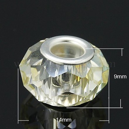 Faceted Half Plated Glass European Rondelle Beads Fit European Charm Bracelets X-GPDL-H005-4-1