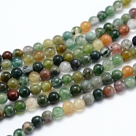 Chapelets de perles rondes en agate indienne naturelle X-G-P100-01-1