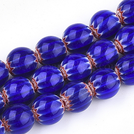 Chapelets de perles vernissées de millefiori manuelles X-LAMP-S191-16-1