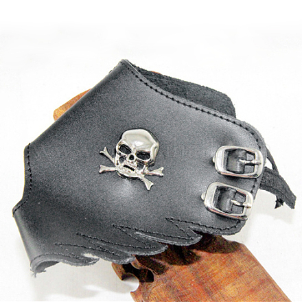Left Side Punk Leather Skull Glove AJEW-O016-C01L-1