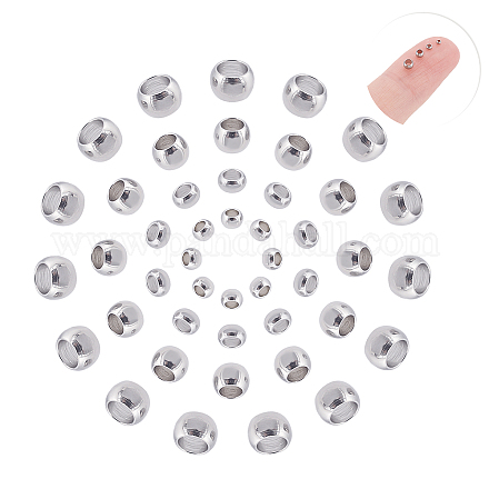 UNICRAFTALE 4 Sizes about 400pcs Crimp Beads 304 Stainless Steel Crimp Beads Covers Beads End Tip Metal Bead Covers Crimps for Jewelry DIY Making Stainless Steel Color STAS-UN0011-78P-1