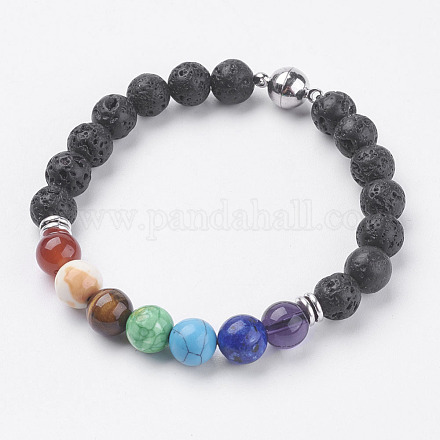 Bracelets de perles de pierre de lave naturelle BJEW-E326-13A-1