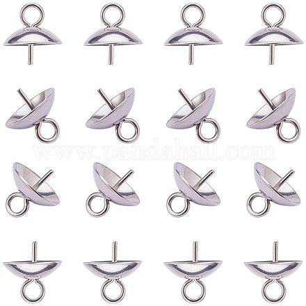PandaHall Elite 50 pcs 304 Stainless Steel Cup Pearl Bail Pin Pendants For Half-drilled Beads Charms Jewelry Findings STAS-PH0010-32P-1