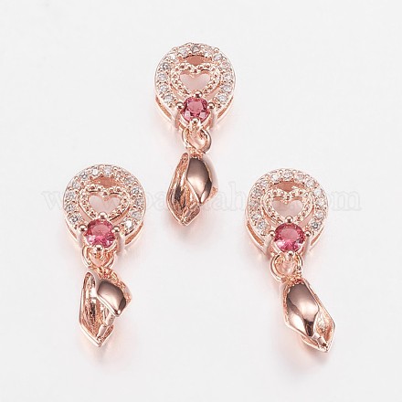Long-Lasting Plated Brass Micro Pave Cubic Zirconia Ice Pick Pinch Bails ZIRC-F069-04B-RG-1
