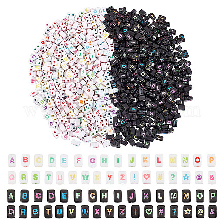 Ahademaker 1000 Stück 2 Farben undurchsichtiges schwarzes Acryl mehrsträngige Glieder MACR-GA0001-03-1