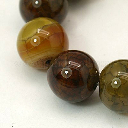Chapelets de perles en agate veinée de dragon naturelle teinte X-G-C068-6mm-15-1