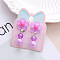 Alloy Plastic Clip-on Earrings for Kid, Platinum, Flower, 40x15mm