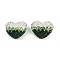 Gradient Color Heart Shaped Polymer Clay Rhinestone Beads, for DIY Phone Charms, Pen and Jewelry Making Supplies, Emerald, 19x24x13mm, Hole: 1.8mm