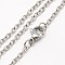 Tarnish Resistant Trendy Unisex 304 Stainless Steel Cable Chain Necklaces, with Lobster Clasps, Stainless Steel Color, 17.7 inch, 3x2x0.5mm