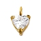 304 Stainless Steel Micro Pave Cubic Zirconia Pendants, Heart, 7.5x5x3mm, Hole: 1.8mm