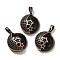Natural Obsidian Pendants, with Brass Findings, Flat Round, 26.5x23x9mm, Hole: 8x5mm