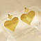 Heart Stainless Steel Dangle Stud Earrings, Real 18K Gold Plated, 34x34mm