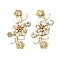 Brass Bead Caps, with Enamel and Rhinestone, Flower, Golden, White, 31.5x18.5x6mm, Hole: 1mm, Inner Diameter: 3.5mm