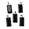 Natural Obsidian Faceted Pendants, Rectangle Charms with Stainless Steel Bails, Stainless Steel Color, 25x13x4mm, Hole: 5x4mm