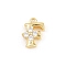 Brass Micro Pave Clear Cubic Zirconia Charms, Long-Lasting Plated, Rack Plating, Cadmium Free & Lead Free, Real 18K Gold Plated, Letter F Charms, 10.5x8.5x3.5mm, hole: 1.2mm