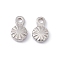 Non-Tarnish 201 Stainless Steel Charms, Flat Round, Stainless Steel Color, 6x4x1.3mm, Hole: 1mm
