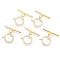 5Pcs Brass Micro Pave Clear Cubic Zirconia Toggle Clasps, with Jump Rings, Nickel Free, Ring, Bar: 21.5x4x2mm, Hole: 1.5mm, Ring: 14.5x14.5x3mm, Hole: 1.5mm