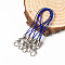 Mobile Straps, with Polyester String and Alloy Findings, Royal Blue, 70mm
