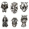 6pcs 6 style Alloy European Beads, Large Hole Beads, Skull/Knight, Antique Silver, 19~26.5x12~15.5x9~15mm, Hole: 4~8mm, 1pc/style